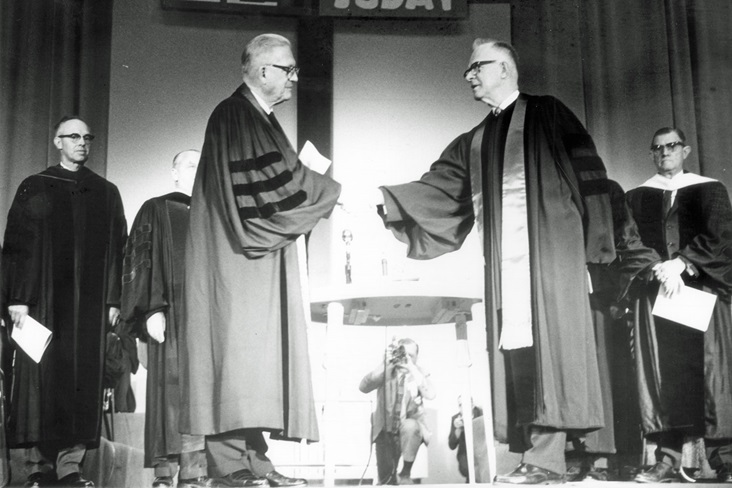 Bishops from The Methodist Church and Evangelical United Brethren Church join hands as The United Methodist Church is formed. Photo courtesy of United Methodist Commission on Archives and History. Bishops from The Methodist Church and Evangelical United Brethren Church join hands as The United Methodist Church is formed. Photo courtesy of United Methodist Commission on Archives and History.